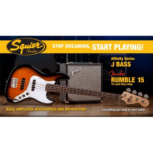 SQUIER AFFINITY JAZZ BASS PACK RUMBLE 15 AMP BROWN SUNBURST