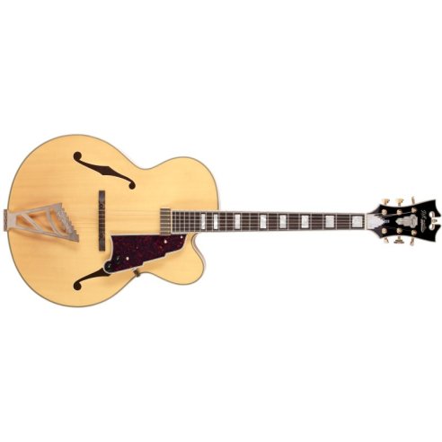 D'ANGELICO EXL1NAC ARCHTOP FLOATING PICK UP NATURAL CLEAR GOLD HARDWARE