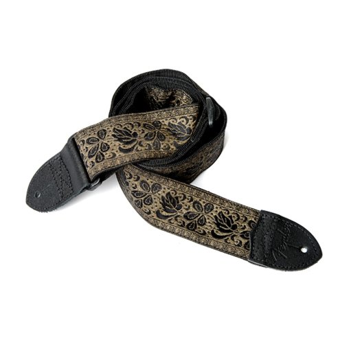 FENDER STRAP NYLON JACQUARD MGLD W BLK ROSE
