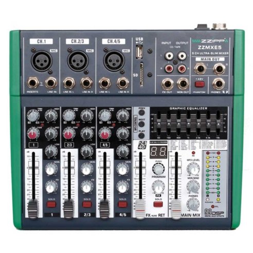 ZZIPP ZZMXE5B MIXER 5 CANALI CON BLUETOOTH ED EFFETTI