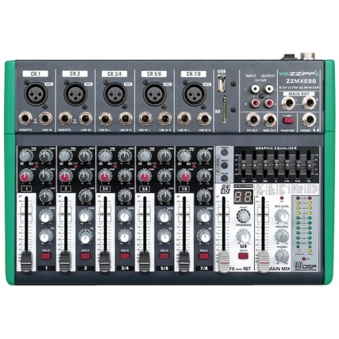 ZZIPP ZZMXE8B MIXER 8 CANALI CON BLUETOOTH ED EFFETTI