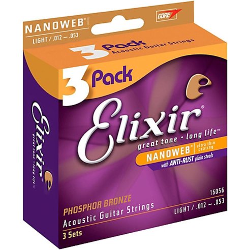 ELIXIR 16056 3 X SET PHOSPHOR BRONZE 12/53