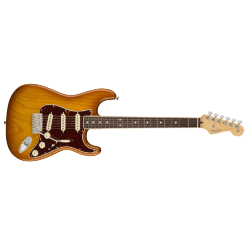 FENDER LTD AM PRO STRAT HONEY BURST CHANNEL BOUND RW