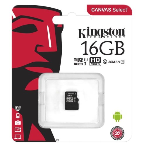 KINGSTON MICROSD 16GB SDCS2 CON ADATTATORE SD