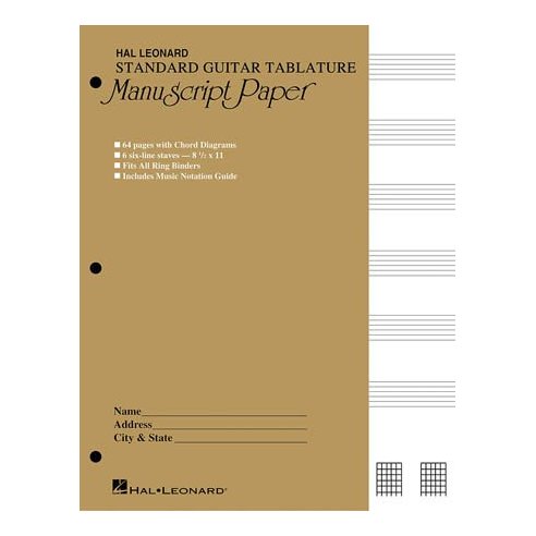 GUITAR TAB MANUSCRIPT PAPER 64 PAGINE FORMATO 8 1/2 x 11