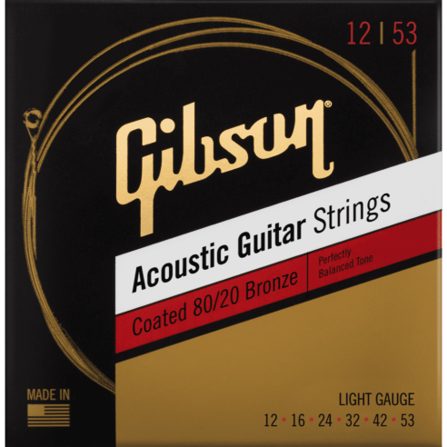 GIBSON SAG-CBRW12 12/53 COATED 80/20 BRONZE ACOUSTIC GUITAR STRINGS
