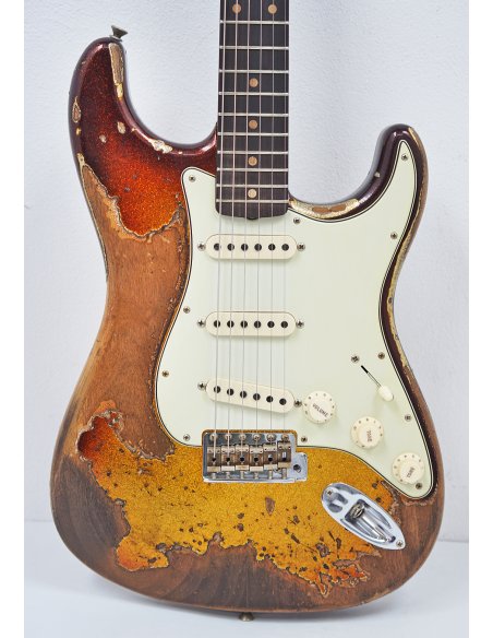 FENDER LTD ED. '60/'63 STRAT SUPER HEAVY RELIC FADED AGED 3 CS SPARKLE