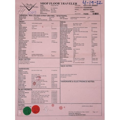 FENDER LTD ED. '60/'63 STRAT SUPER HEAVY RELIC...