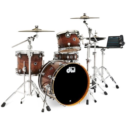 Dwe 4-PIECE DRUM KIT Candy Black Burst over Curly Maple