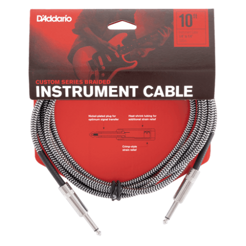D'ADDARIO BG-10BG BRAIDED 10FT CABLE BK-GY
