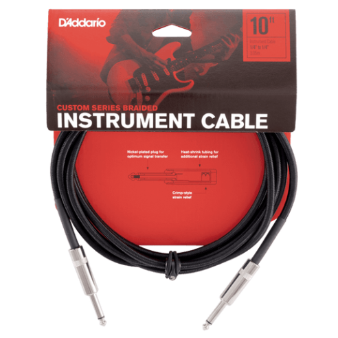 D'ADDARIO BG-10BG BRAIDED 10FT CABLE BK