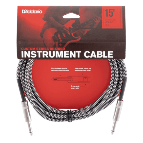 D'ADDARIO BG-10BG BRAIDED 15FT CABLE BK GY
