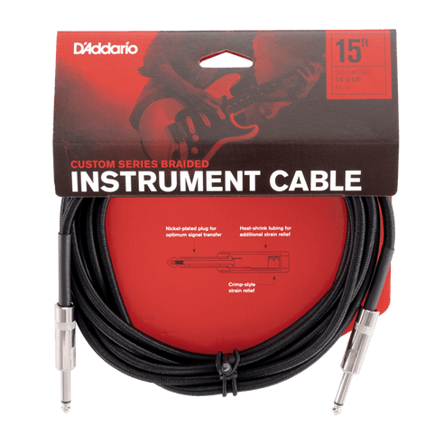 D'ADDARIO BG-10BG BRAIDED 15FT CABLE BK