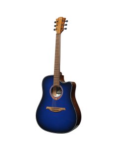 LAG Tramontane Special Edition T-BLUE-DCE Blue Burst Dreadnought Cutaway EQ