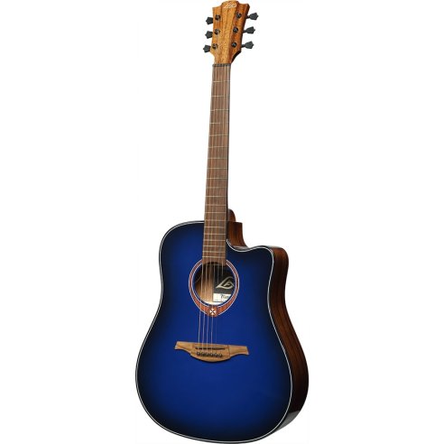 LAG Tramontane Special Edition T-BLUE-DCE Blue Burst Dreadnought Cutaway EQ