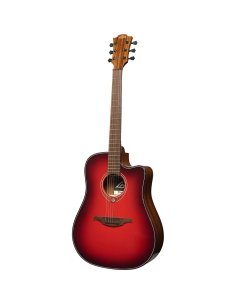 LAG Tramontane Special Edition T-RED-DCE Red Burst Dreadnought Cutaway EQ