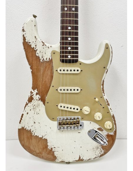 FENDER LTD ROASTED  BIGHEAD STRAT SUPER HEAVY RELIC AGED OLYMPIC WHITE