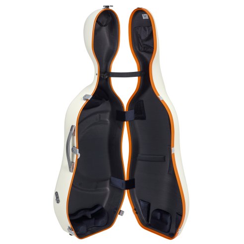 BAM ITALIA SUP1005XLWO CUSTODIA HIGHTECH SUPREME ICE IN POLICARBONATO PER VIOLONCELLO - WHITE - ORANGE VERSION