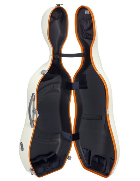BAM ITALIA SUP1005XLWO CUSTODIA HIGHTECH SUPREME ICE IN POLICARBONATO PER VIOLONCELLO - WHITE - ORANGE VERSION