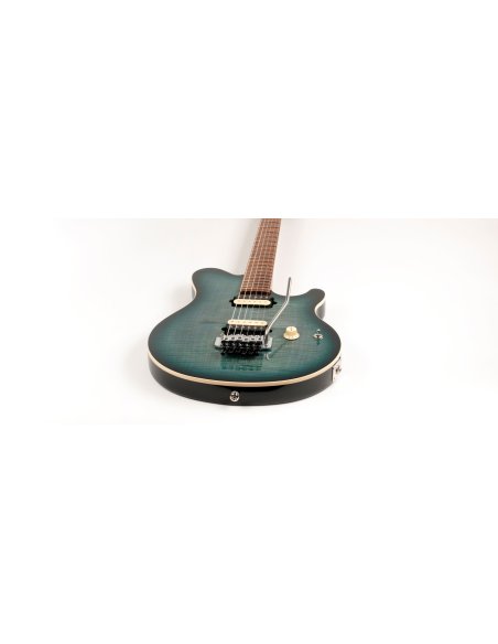 MUSIC MAN AXIS SS HH TREM YUCATAN BLUE FLAME ROASTED