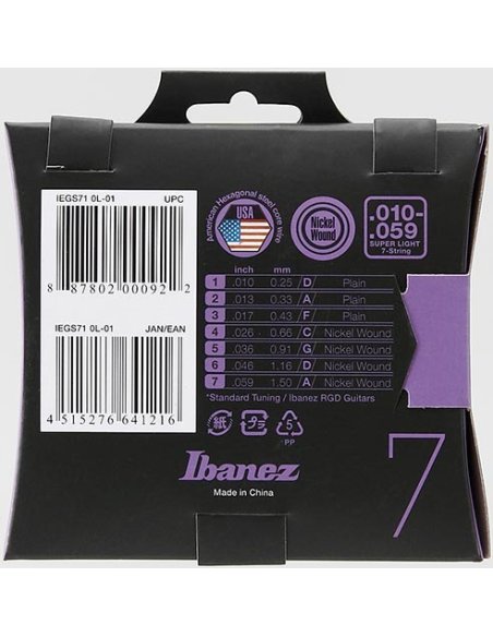 IBANEZ IEGS71 7 STRINGS 10-59 ELECTRIC NICKEL