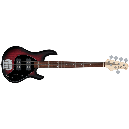 STERLING BY MUSIC MAN RAY5 HH RUBY RED BURST SATIN