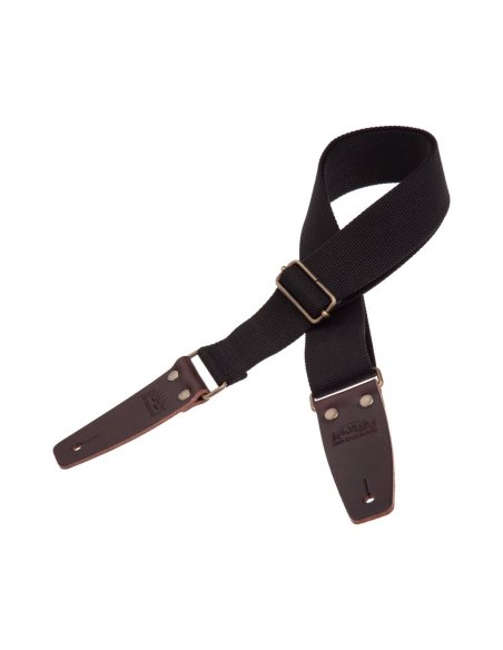 MAGRABO' STRIPE SC ENTRY NERO 5CM TERMINALI MARRONE SCURO FIBBIA OTTONE ANTICO