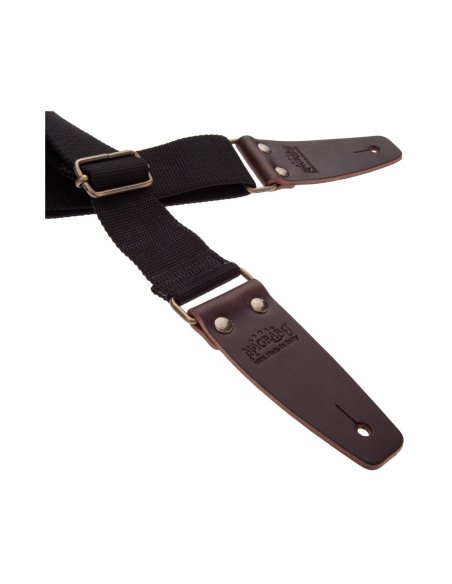 MAGRABO' STRIPE SC ENTRY NERO 5CM TERMINALI MARRONE SCURO FIBBIA OTTONE ANTICO