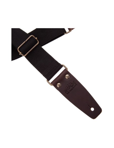 MAGRABO' STRIPE SC ENTRY NERO 5CM TERMINALI MARRONE SCURO FIBBIA OTTONE ANTICO