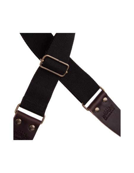 MAGRABO' STRIPE SC ENTRY NERO 5CM TERMINALI MARRONE SCURO FIBBIA OTTONE ANTICO