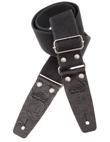 MAGRABO' STRIPE SC ENTRY OLDED NERO 5CM TERMINALI EMBOSS. FLORES NERO  FIBBIA AR