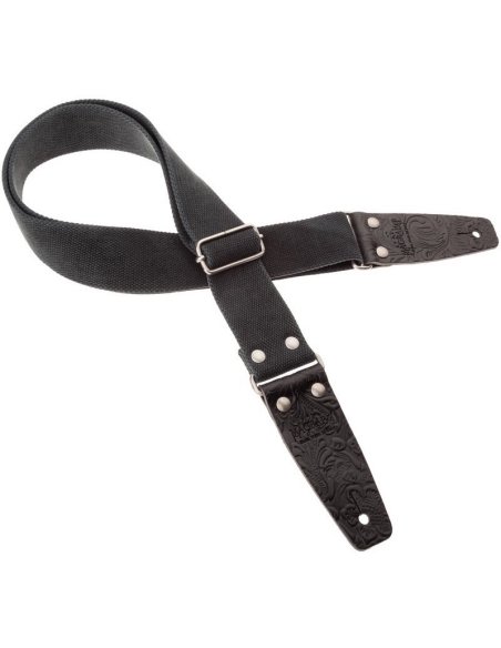 MAGRABO' STRIPE SC ENTRY OLDED NERO 5CM TERMINALI EMBOSS. FLORES NERO  FIBBIA AR