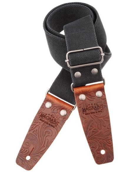 MAGRABO' STRIPE SC ENTRY OLDED NERO 5CM TERMINALI EMBOSS. FLORES MARRONE