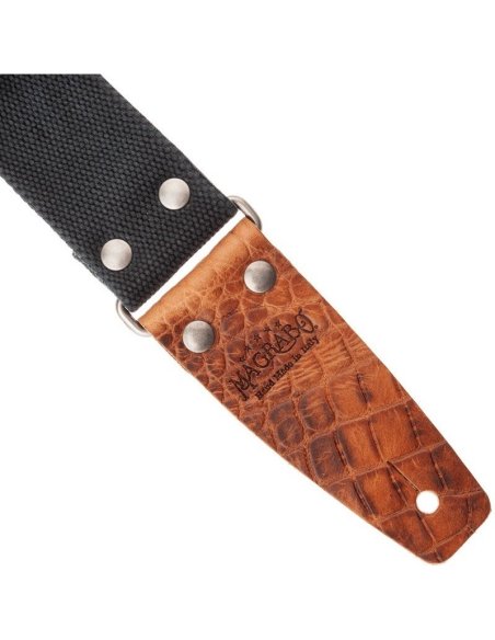 MAGRABO' STRIPE SC ENTRY OLDED NERO 5CM TERMINALI EMBOSS. COCCO PROS MARRONE