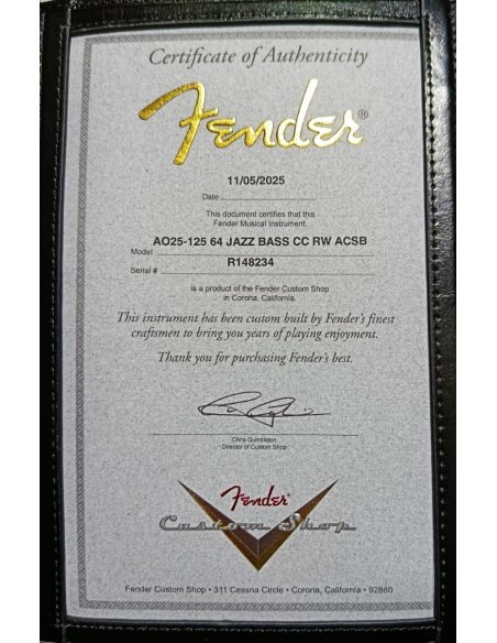 FENDER '64 JAZZ BASS CC AGED CHERRY BURST CUSTOM ORDER