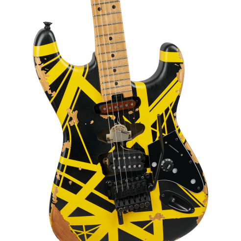 EVH LTD STRIPED SERIES FRANKIE RELIC AGED BLACK AND YELLOW