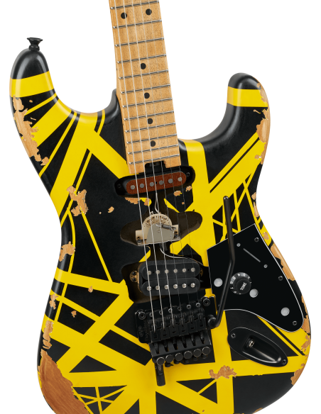 EVH LTD STRIPED SERIES FRANKIE RELIC AGED BLACK AND YELLOW