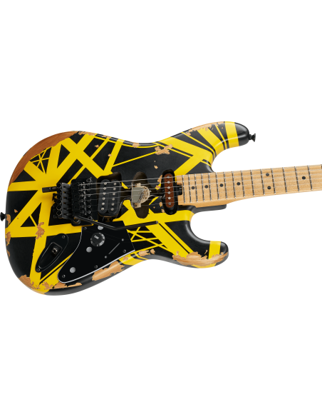 EVH LTD STRIPED SERIES FRANKIE RELIC AGED BLACK AND YELLOW