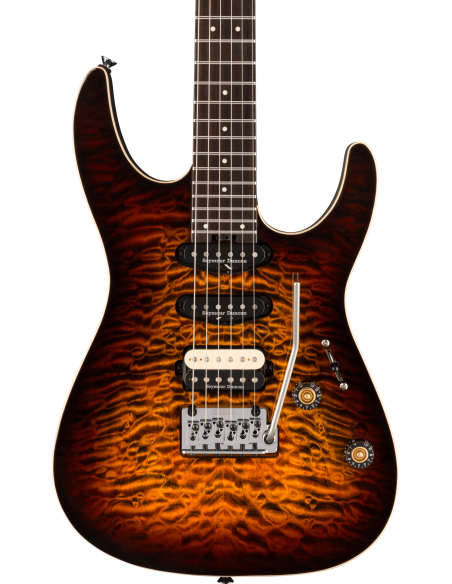 CHARVEL PRO MOD PLUS DK24 E HSS E 2PT QM AMBER TIGER EYE