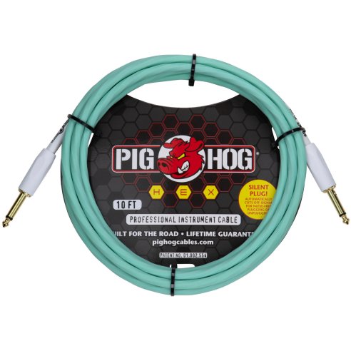 PIG HOG HEX SILENT CABLE 3MT. SEAFOAM GREEN