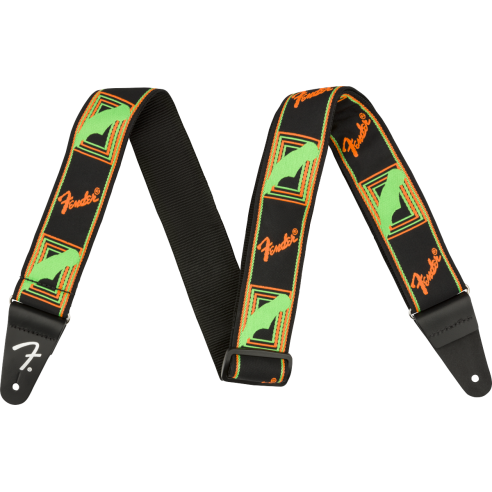 FENDER STRAP NEON MONOGRAM GREEN/ORANGE