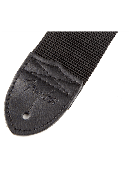 FENDER STRAP POLY BLACK PEWTER LOGO