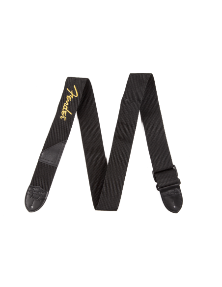 FENDER STRAP POLY BLACK YELLOW LOGO
