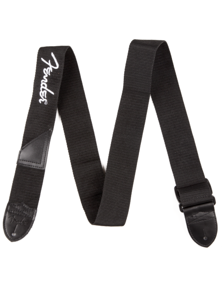 FENDER STRAP POLY BLACK WHITE LOGO