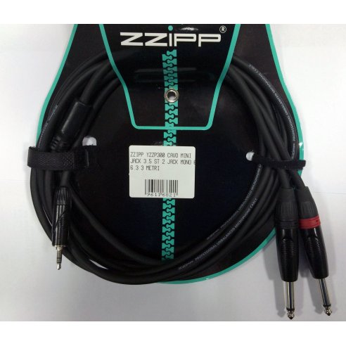 ZZIPP YZZP300 CAVO MINI JACK 3.5 ST 2 JACK MONO 6.3 3 METRI