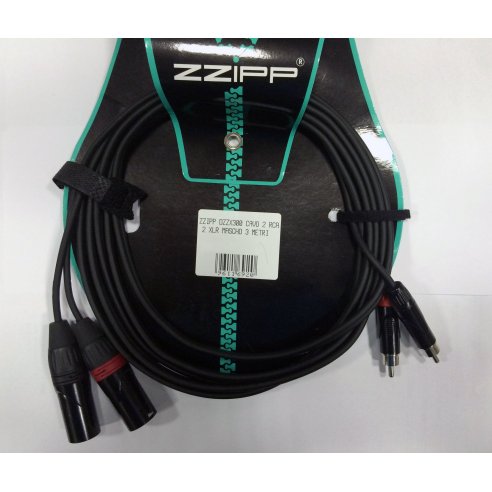 ZZIPP DZZX300 CAVO 2 RCA 2 XLR MASCHIO 3 METRI