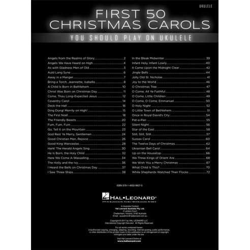 FIRST 50 CHRISTMAS CAROLS FOR UKULELE