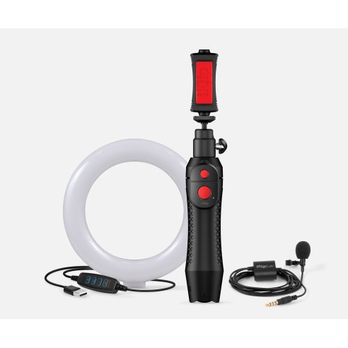 IK Multimedia iRig Video Creator Bundle - iRig Mic Lav, iKlip Grip Pro e led ring da 6"