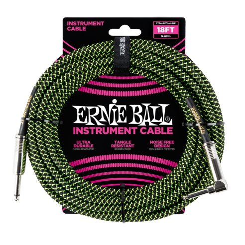 Ernie Ball 6082 Cavo Braided Black/Green 5,49 m