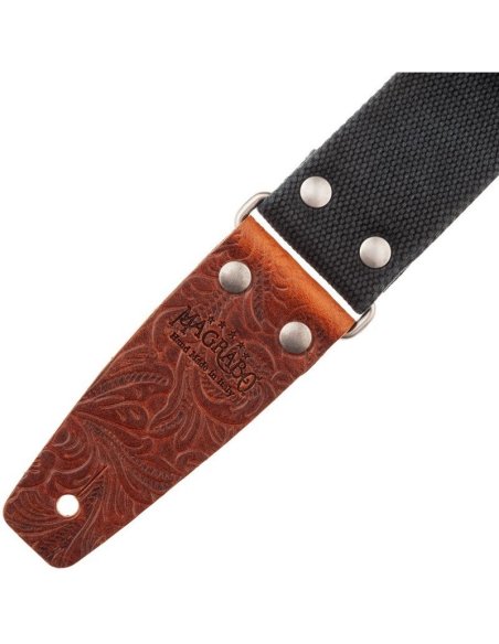 MAGRABO' STRIPE SC ENTRY OLDED NERO 5CM TERMINALI EMBOSS. FLORES MARRONE MAGRABO' STRIPE SC ENTRY OLDED NERO 5CM TERMINALI EMBOSS. FLORES MARRONE